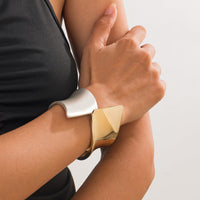 Thumbnail for Chic Two Tone Frosted Wide Cuff Bangle Bracelet - ArtGalleryZen