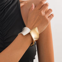 Thumbnail for Chic Two Tone Frosted Wide Cuff Bangle Bracelet