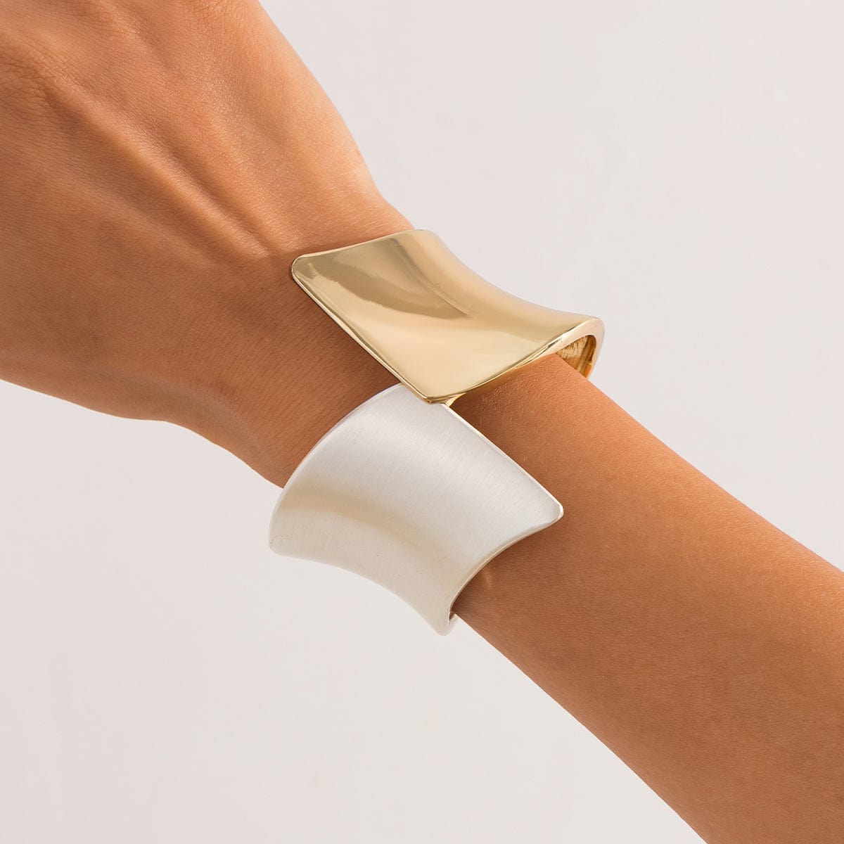 Chic Two Tone Frosted Wide Cuff Bangle Bracelet