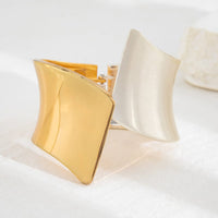 Thumbnail for Chic Two Tone Frosted Wide Cuff Bangle Bracelet