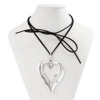 Thumbnail for Chic Velvet Double Hollow Heart Pendant Necklace - ArtGalleryZen