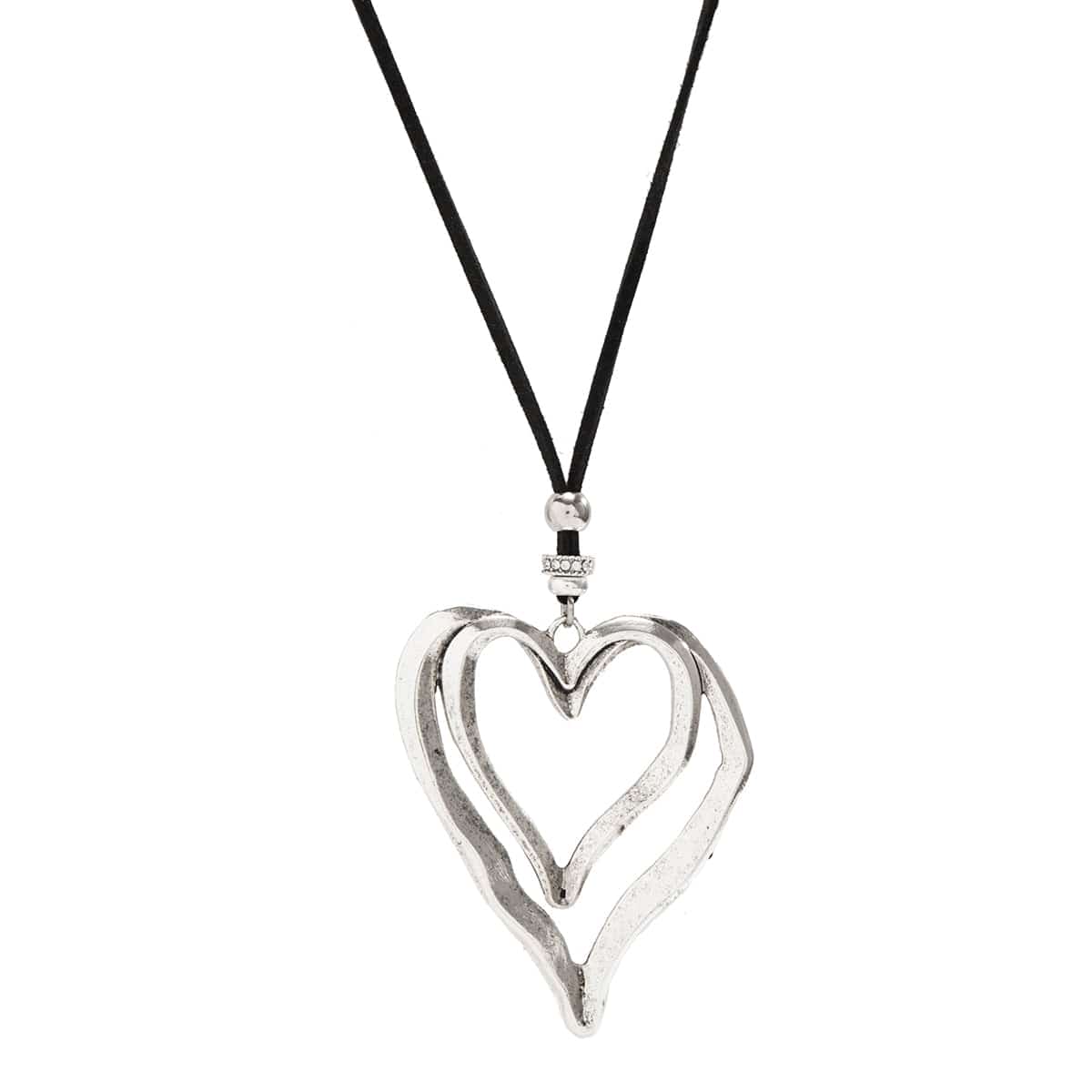 Chic Velvet Double Hollow Heart Pendant Necklace - ArtGalleryZen
