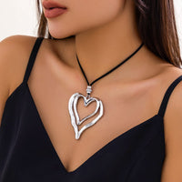 Thumbnail for Chic Velvet Double Hollow Heart Pendant Necklace - ArtGalleryZen