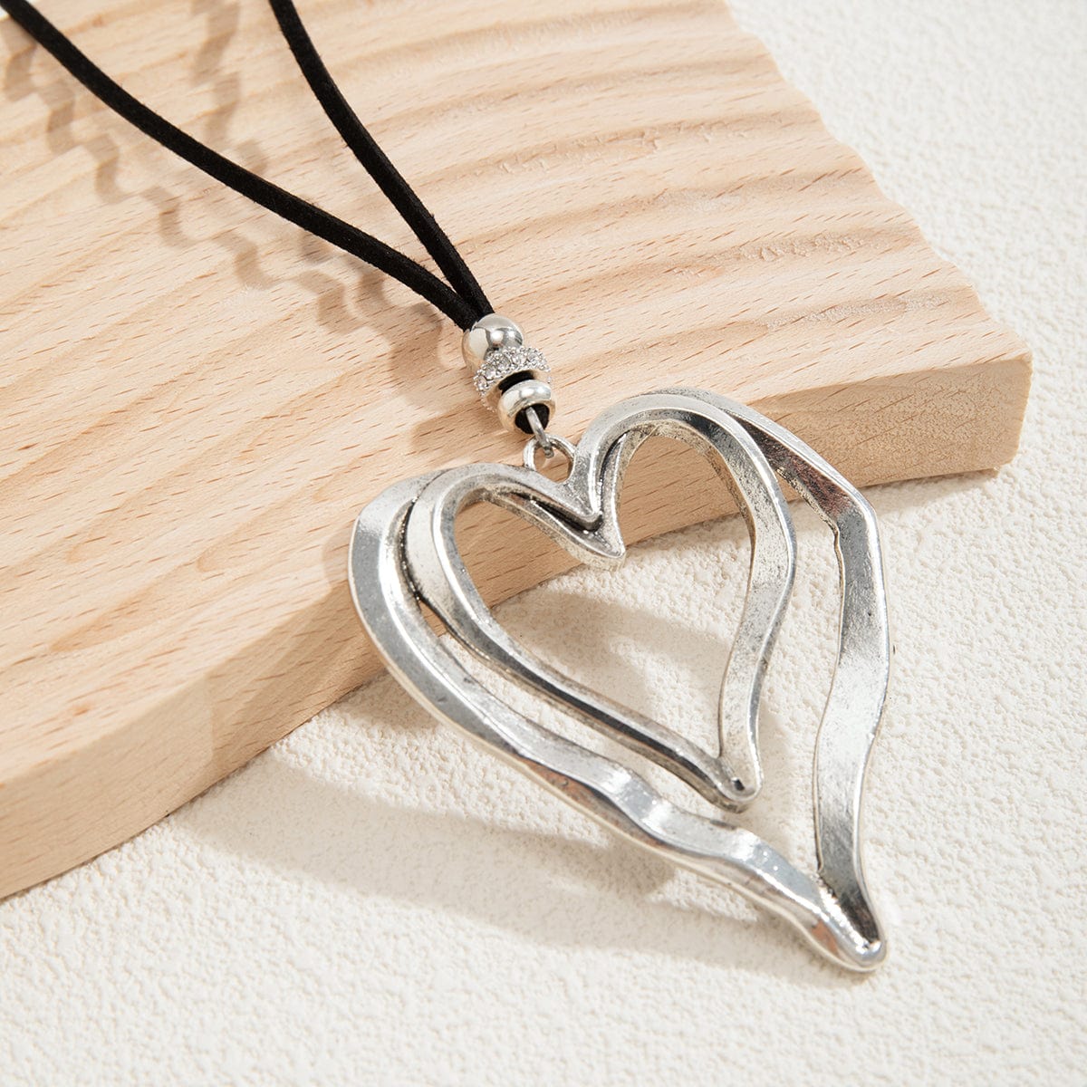 Chic Velvet Double Hollow Heart Pendant Necklace - ArtGalleryZen