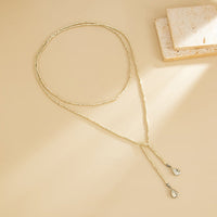 Thumbnail for Chic Waterdrop Pendant Square Seed Beaded Long Chain Necklace - ArtGalleryZen