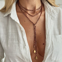 Thumbnail for Chic Waterdrop Pendant Square Seed Beaded Long Chain Necklace - ArtGalleryZen