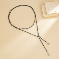 Thumbnail for Chic Waterdrop Pendant Square Seed Beaded Long Chain Necklace - ArtGalleryZen