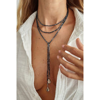 Thumbnail for Chic Waterdrop Pendant Square Seed Beaded Long Chain Necklace - ArtGalleryZen