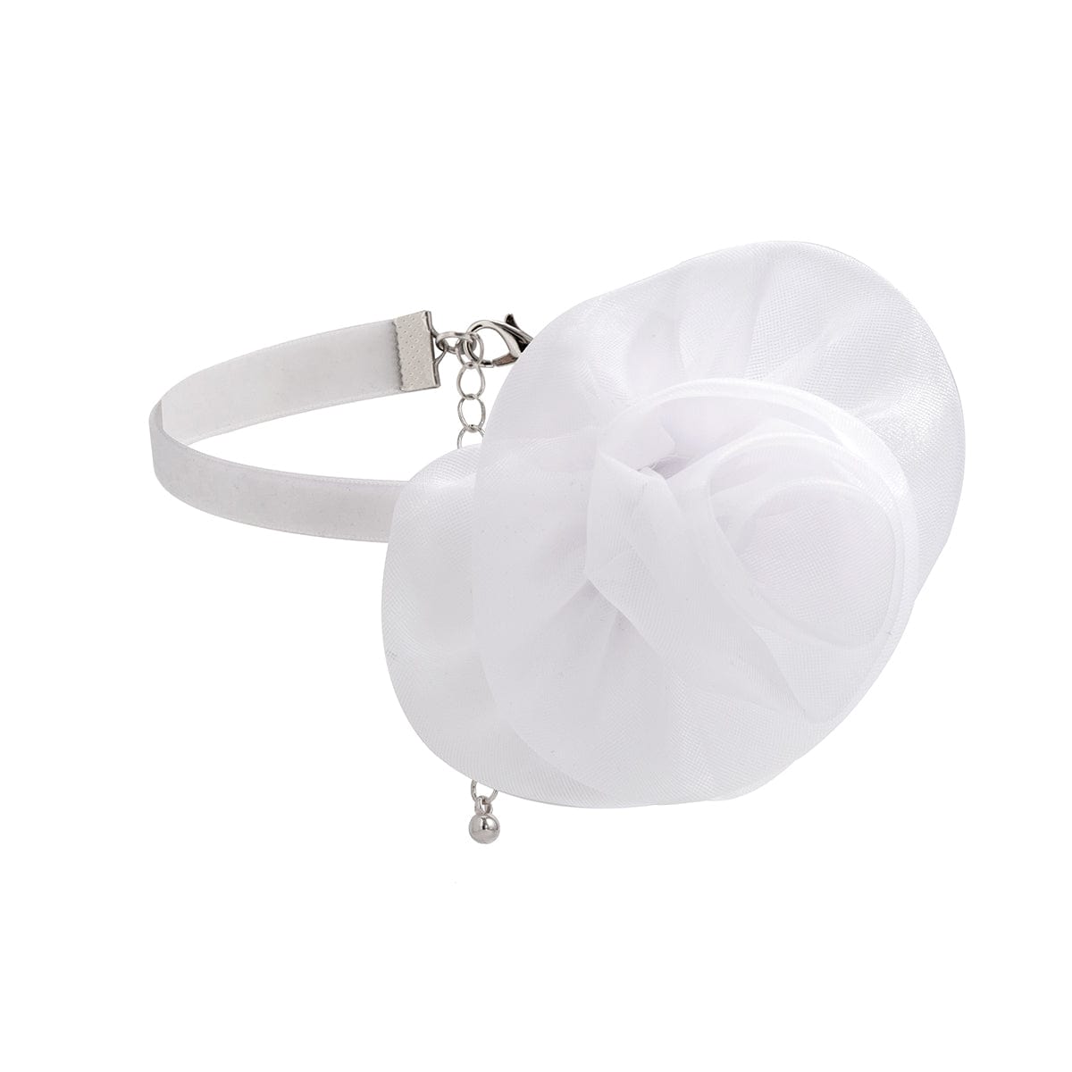 Chic White Mesh Flower Velvet Collar Choker Necklace - ArtGalleryZen