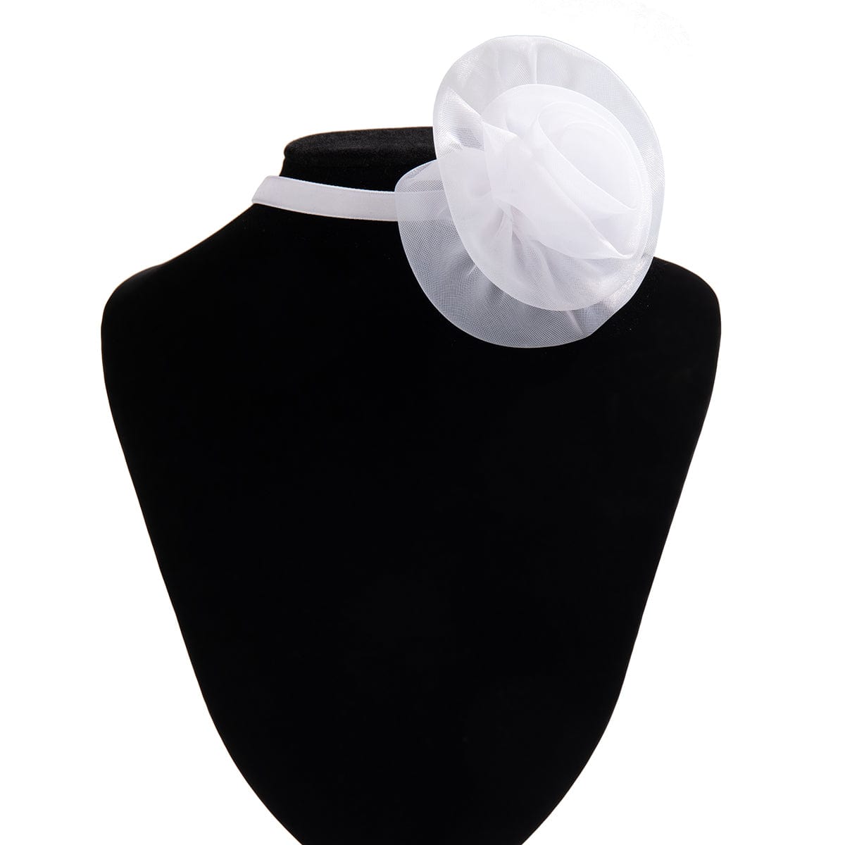 Chic White Mesh Flower Velvet Collar Choker Necklace - ArtGalleryZen