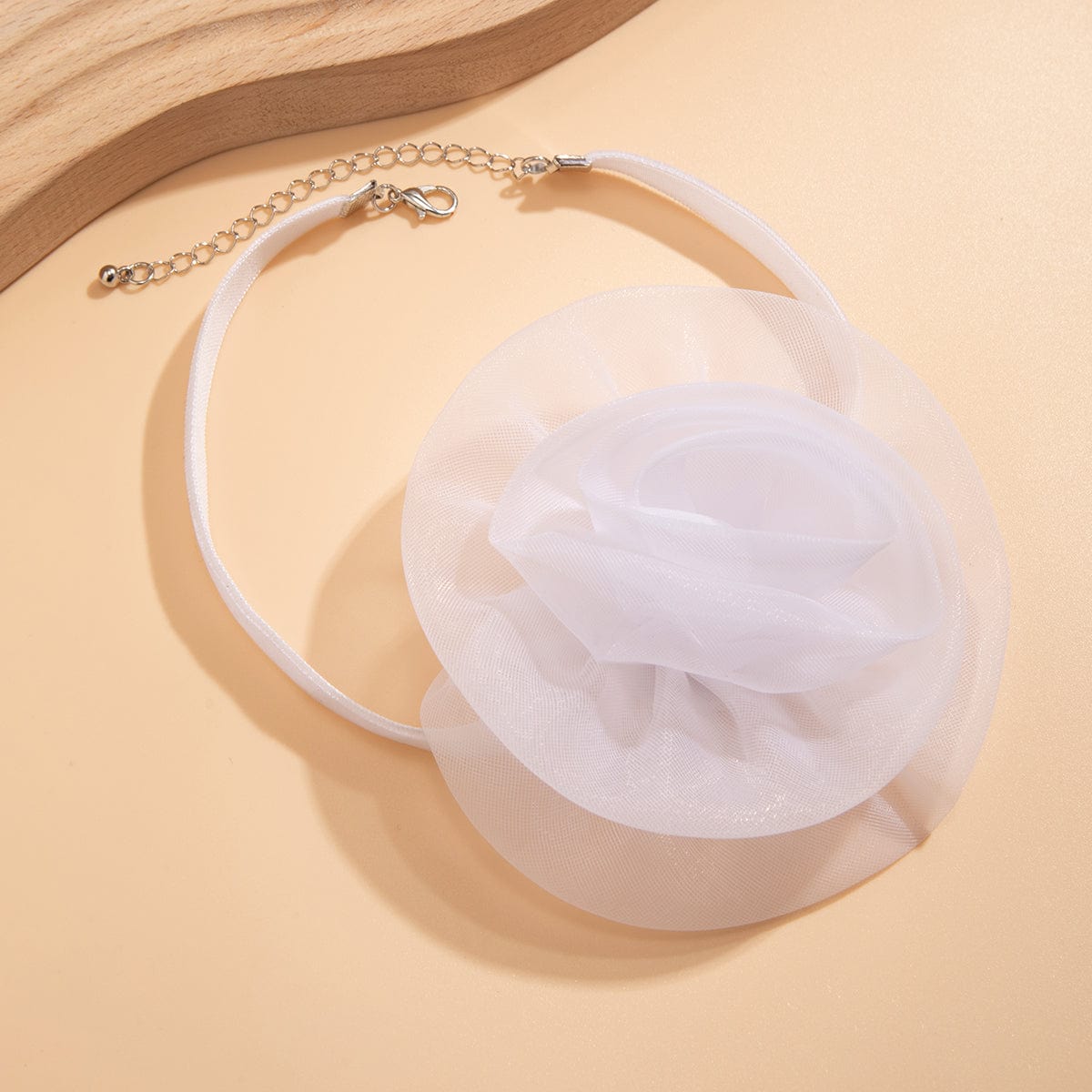 Chic White Mesh Flower Velvet Collar Choker Necklace - ArtGalleryZen