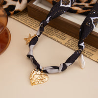 Thumbnail for Chiffon Ribbon Choker Necklace Heart Starfish Pearl Charm Pendant - ArtGalleryZen