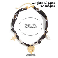Thumbnail for Chiffon Ribbon Choker Necklace Heart Starfish Pearl Charm Pendant - ArtGalleryZen