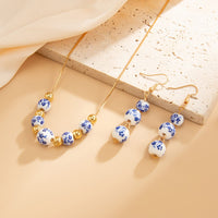 Thumbnail for Chinese Style Blue And White Porcelain Beaded Necklace Earrings Set - ArtGalleryZen