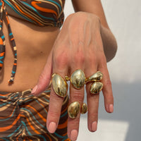 Thumbnail for Chunky 4pcs Gold Silver Plated Glossy Waterdrop Ring Set - ArtGalleryZen