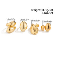 Thumbnail for Chunky 4pcs Gold Silver Plated Glossy Waterdrop Ring Set - ArtGalleryZen
