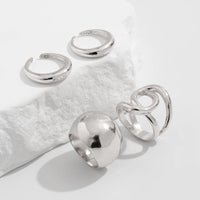 Thumbnail for Chunky 4pcs Gold Silver Tone Irregular Curved Ring Set - ArtGalleryZen