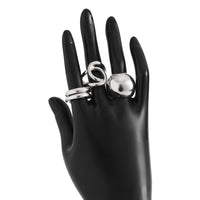 Thumbnail for Chunky 4pcs Gold Silver Tone Irregular Curved Ring Set - ArtGalleryZen