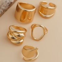 Thumbnail for Chunky 4Pcs Hollow Oval Glossy Stackable Ring Set