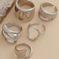 Thumbnail for Chunky 4Pcs Hollow Oval Glossy Stackable Ring Set