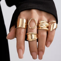 Thumbnail for Chunky 4Pcs Hollow Oval Glossy Stackable Ring Set