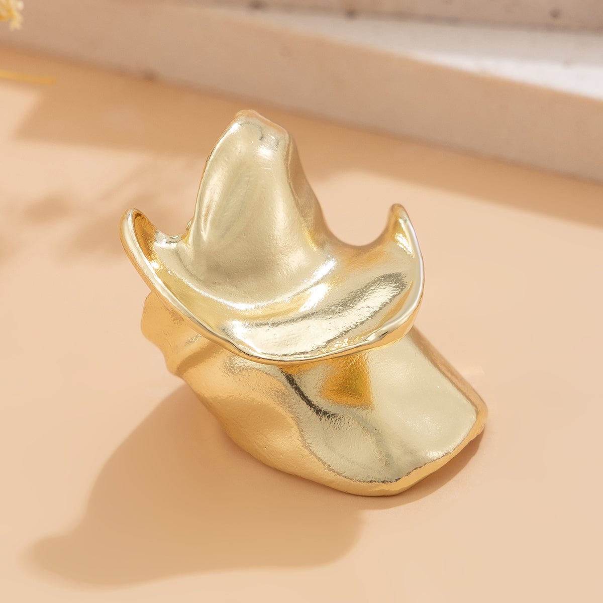 Chunky Abstract Pattern Metallic Wide Ring - ArtGalleryZen