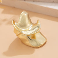 Thumbnail for Chunky Abstract Pattern Metallic Wide Ring - ArtGalleryZen