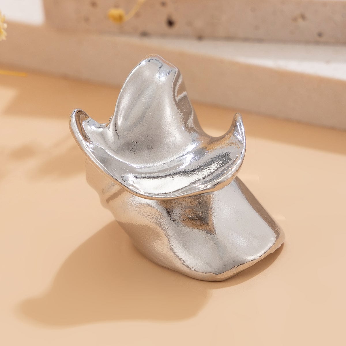 Chunky Abstract Pattern Metallic Wide Ring - ArtGalleryZen