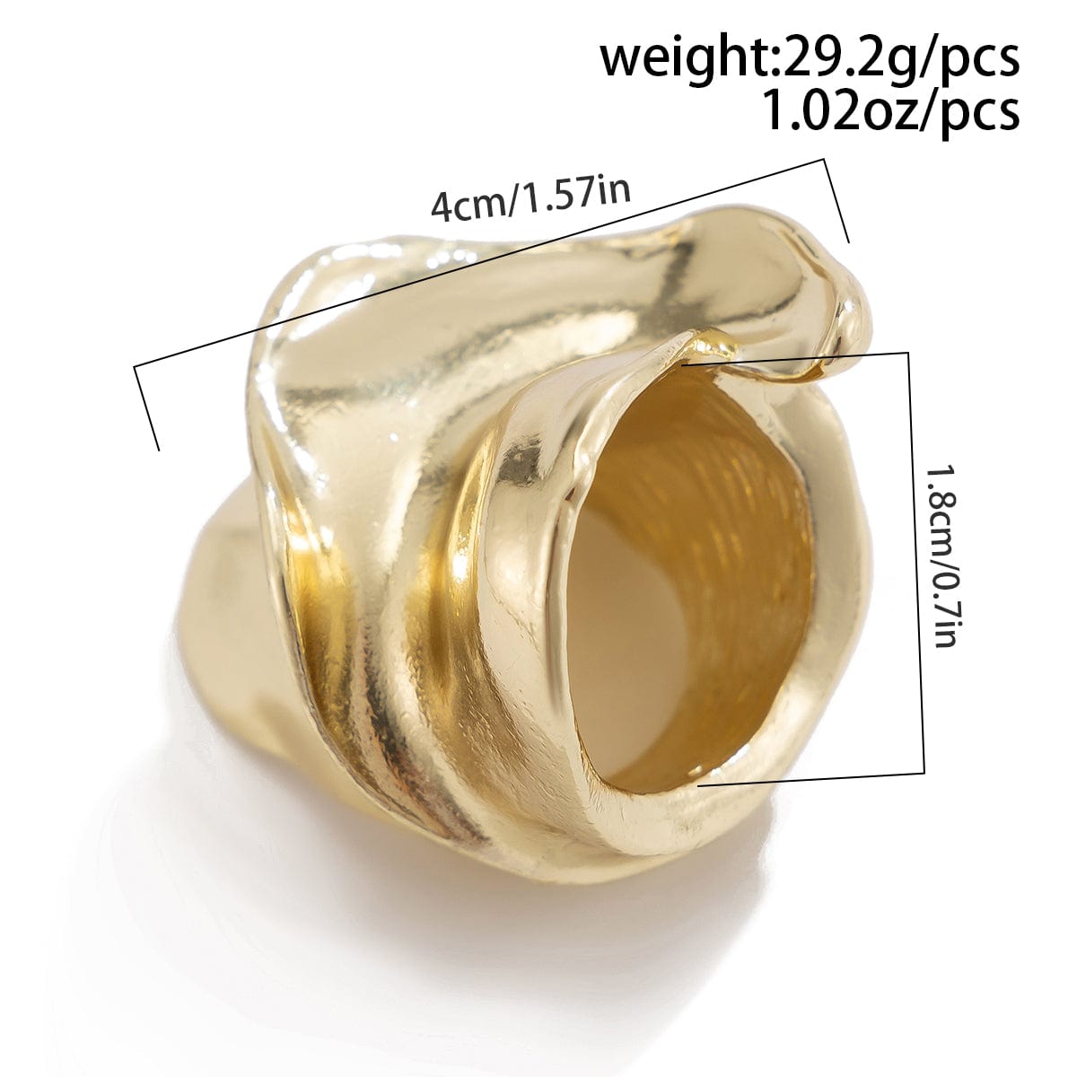 Chunky Abstract Pattern Metallic Wide Ring