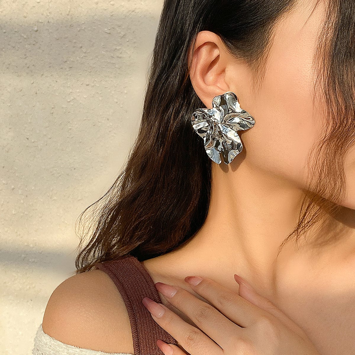 Chunky Geometric Abstract Flower Pattern Earrings - ArtGalleryZen