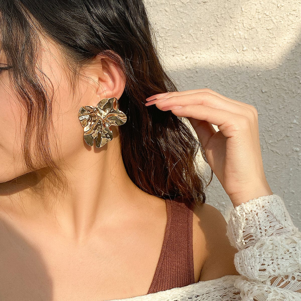 Chunky Geometric Abstract Flower Pattern Earrings - ArtGalleryZen