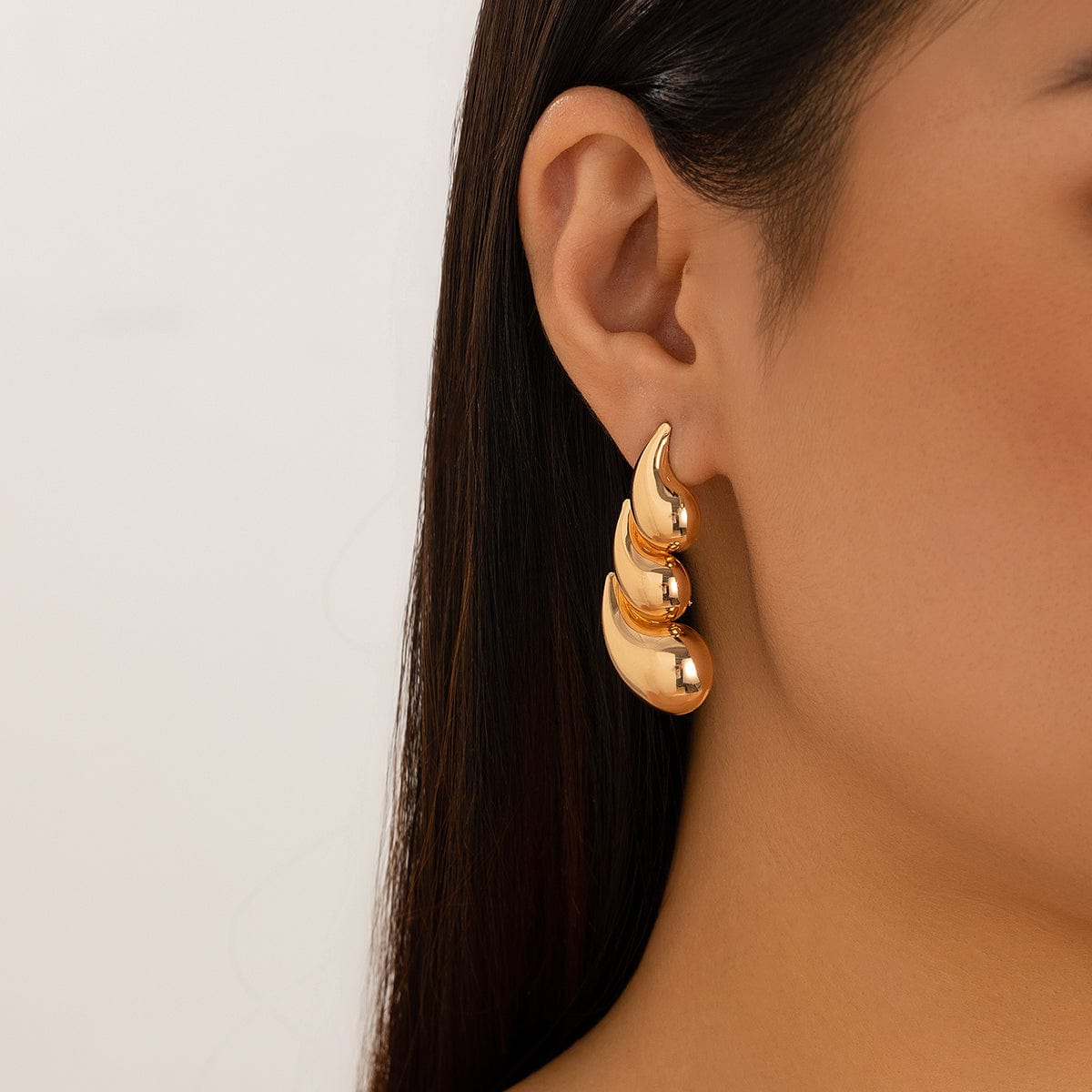 Chunky Geometric Gold Silver Plated Waterdrop Earrings