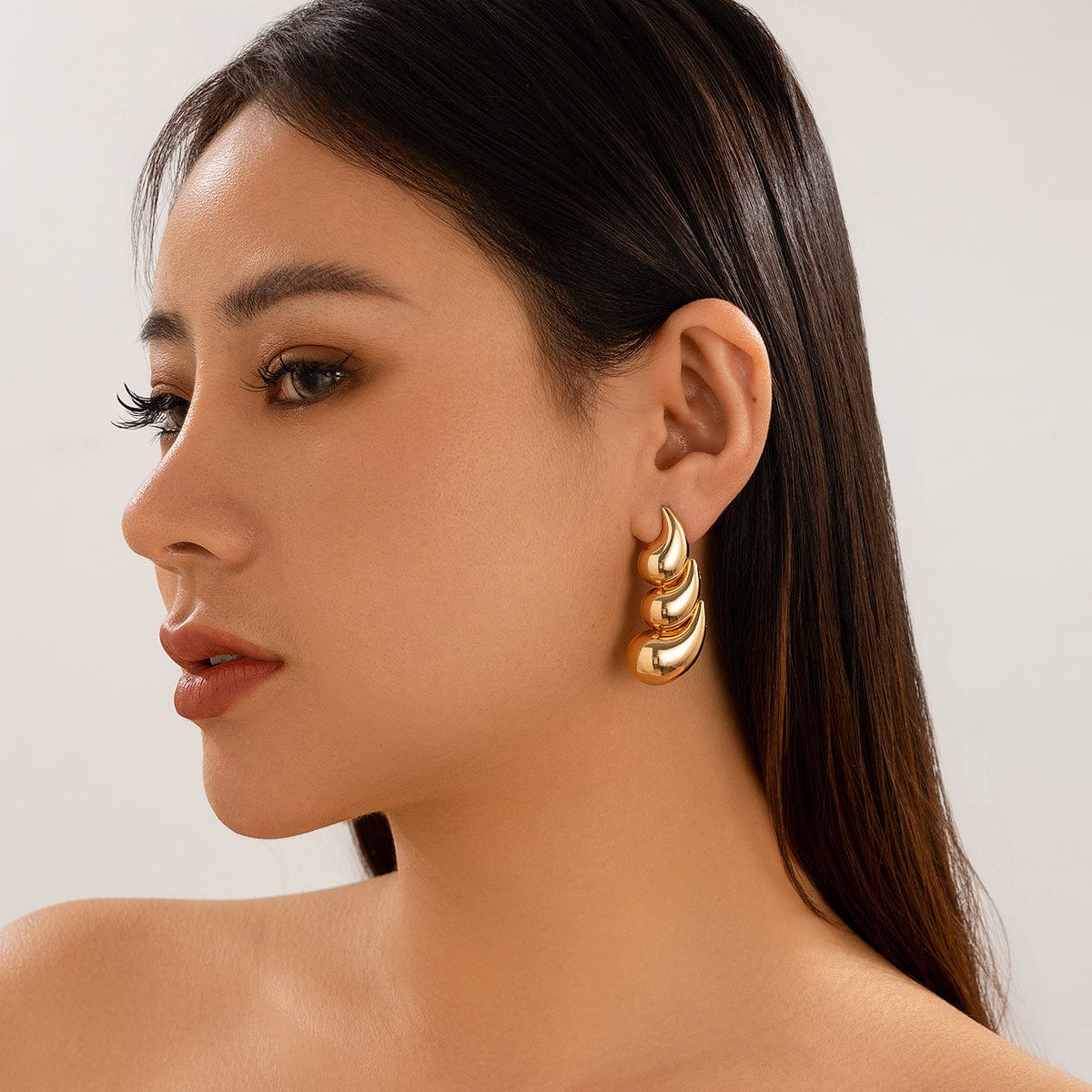 Chunky Geometric Gold Silver Plated Waterdrop Earrings