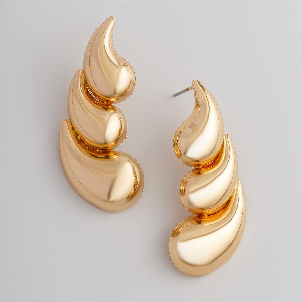 Chunky Geometric Gold Silver Plated Waterdrop Earrings