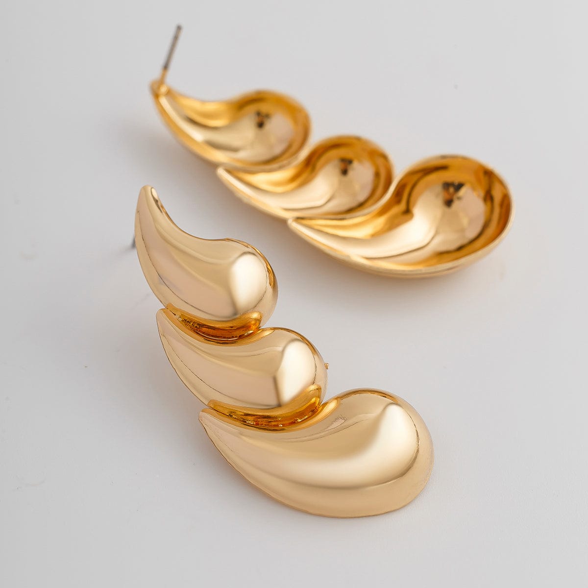 Chunky Geometric Gold Silver Plated Waterdrop Earrings