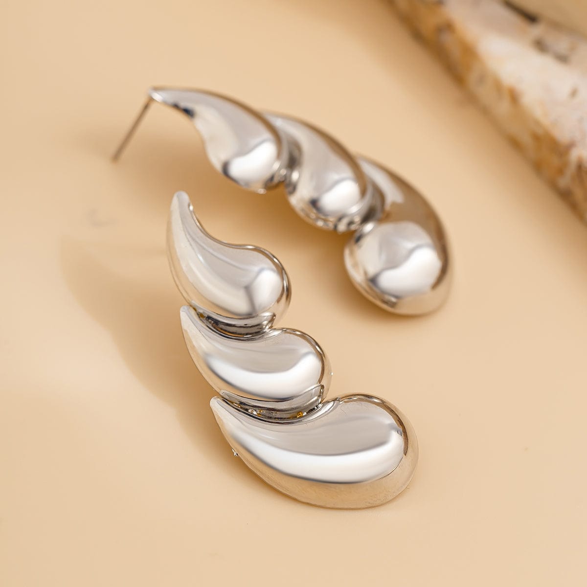 Chunky Geometric Gold Silver Plated Waterdrop Earrings