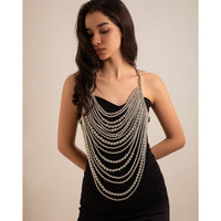 Thumbnail for Chunky Gold Silver Plated Beaded Backless Body Chain Bra