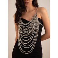 Thumbnail for Chunky Gold Silver Plated Beaded Backless Body Chain Bra