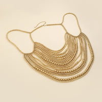 Thumbnail for Chunky Gold Silver Plated Beaded Backless Body Chain Bra