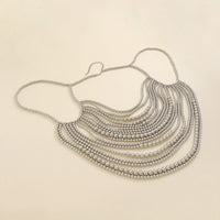 Thumbnail for Chunky Gold Silver Plated Beaded Backless Body Chain Bra