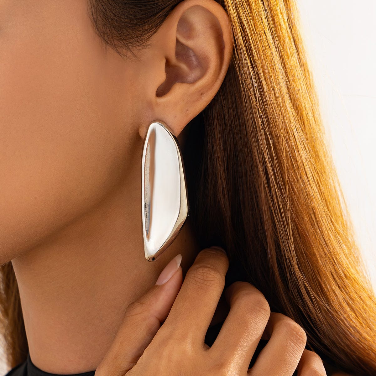 Chunky Gold Silver Plated Geometric Pattern Earrings - ArtGalleryZen