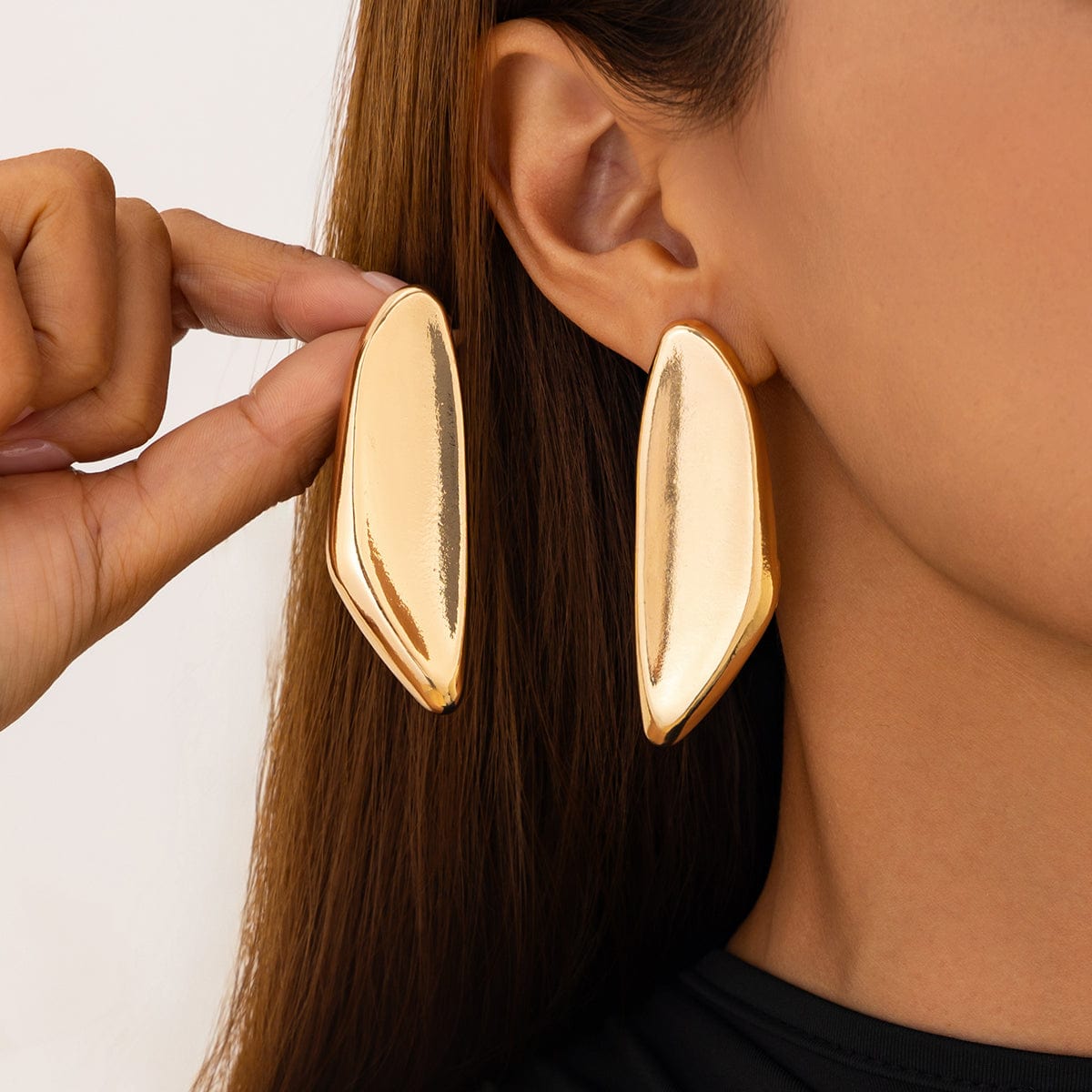 Chunky Gold Silver Plated Geometric Pattern Earrings - ArtGalleryZen