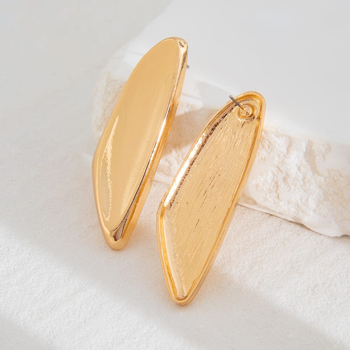 Chunky Gold Silver Plated Geometric Pattern Earrings - ArtGalleryZen