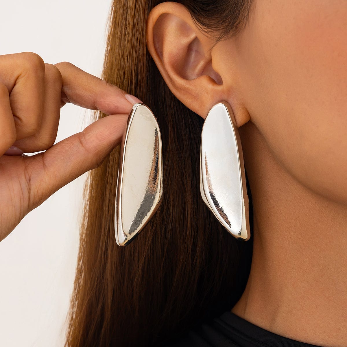 Chunky Gold Silver Plated Geometric Pattern Earrings - ArtGalleryZen