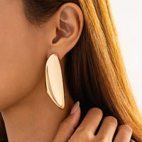 Thumbnail for Chunky Gold Silver Plated Geometric Pattern Earrings - ArtGalleryZen