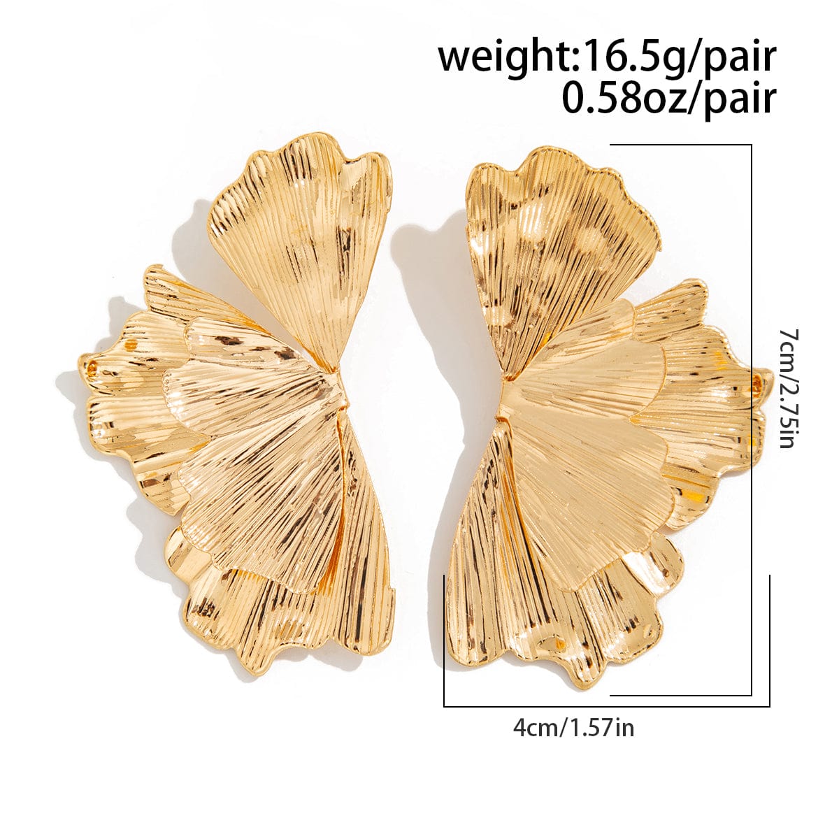 Chunky Gold Silver Plated Lotus Leaf Stud Earrings