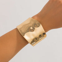 Thumbnail for Chunky Gold Silver Plated Ripple Wide Cuff Bangle Bracelet