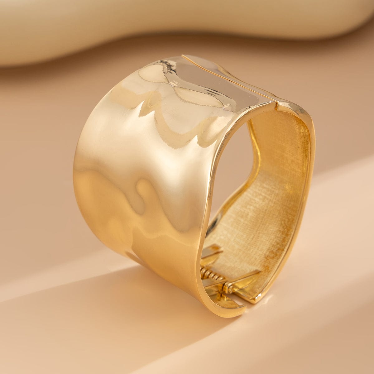 Chunky Gold Silver Plated Ripple Wide Cuff Bangle Bracelet