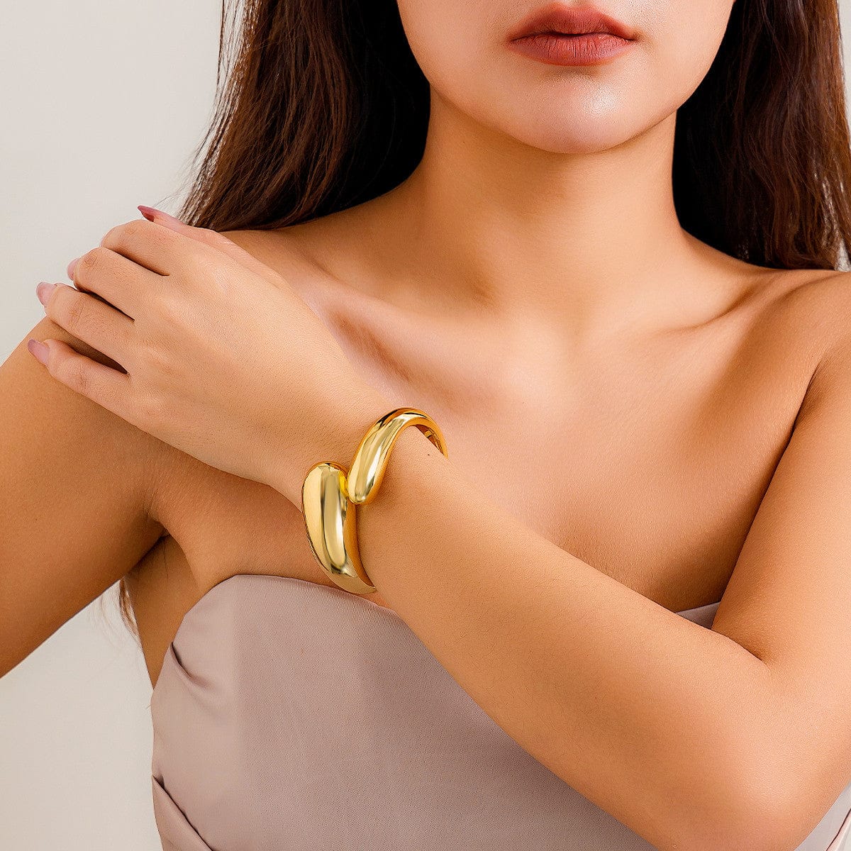 Chunky Gold Silver Plated Abstract Snake Bangle Bracelet - ArtGalleryZen