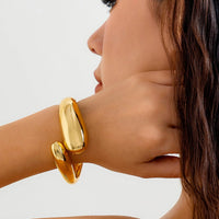 Thumbnail for Chunky Gold Silver Plated Abstract Snake Bangle Bracelet - ArtGalleryZen